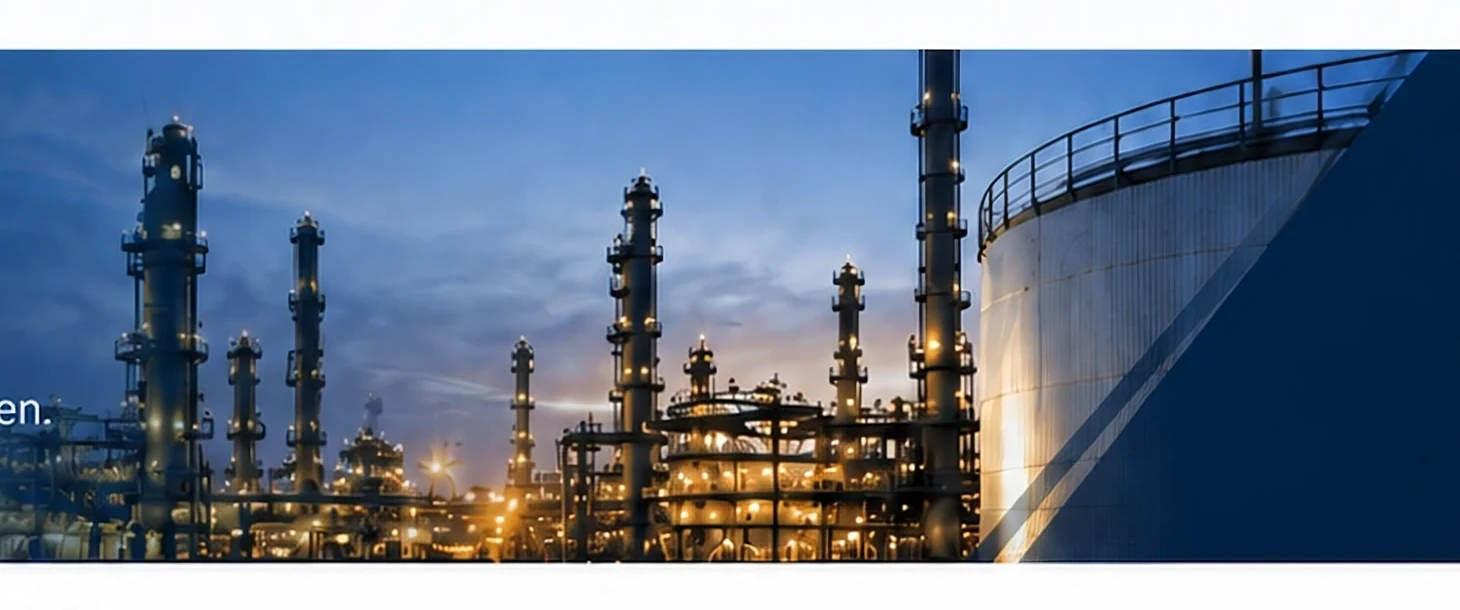 Industrieanlage mit Raffinerietürmen und Tank